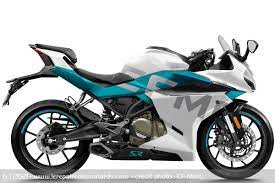 CFMOTO in Mauritius, Motorcycle with a blue and black design on a white background