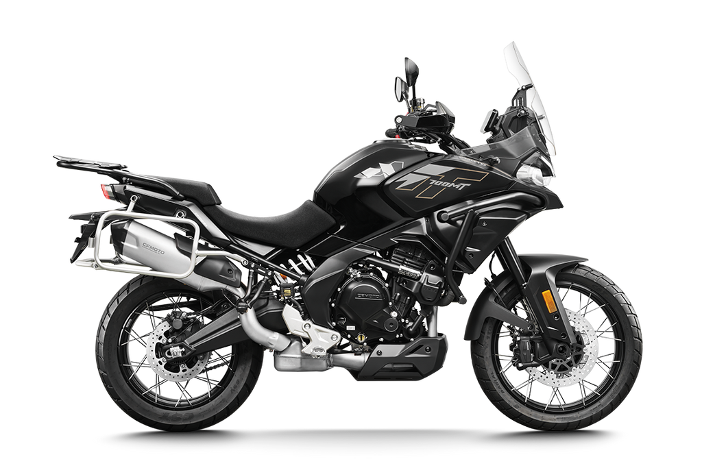 CFMOTO Mauritius 700MT motorcycle side view showcasing adventure design and touring features.