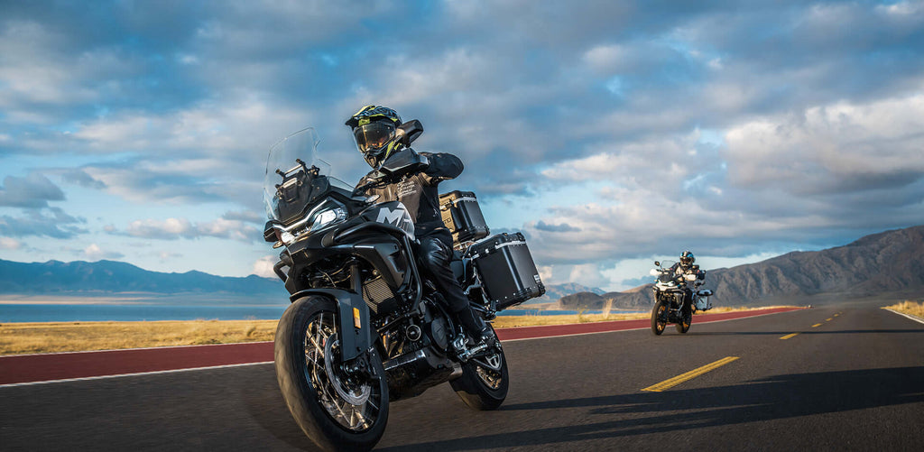 CFMOTO Mauritius 700MT motorcycle side view showcasing adventure design and touring features.