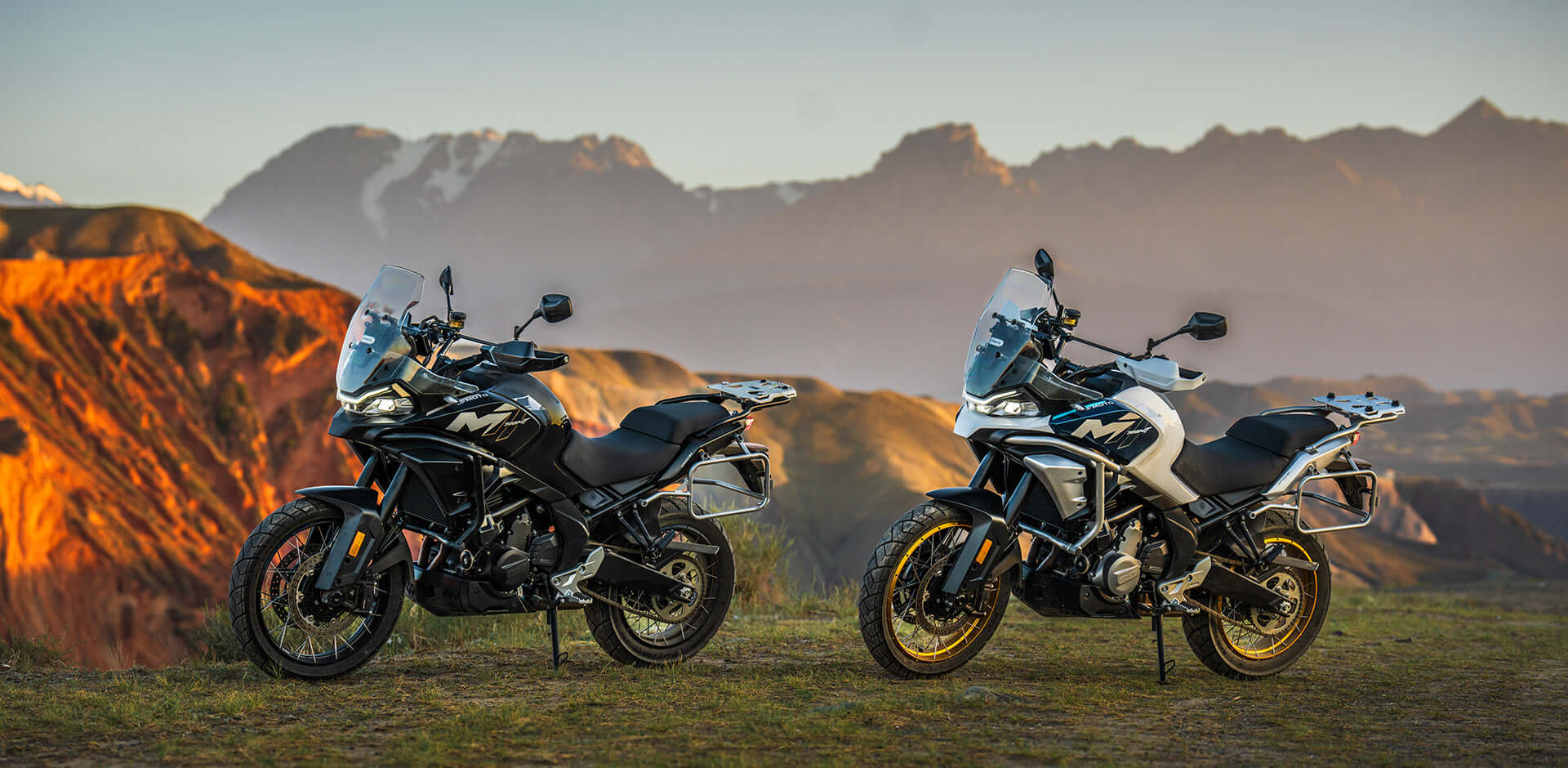 CFMOTO Mauritius 700MT motorcycle side view showcasing adventure design and touring features.